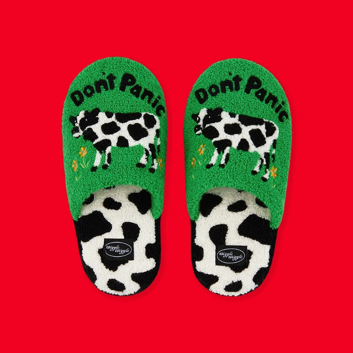 キッズテリーホームスリッパ - Don't Panic Green