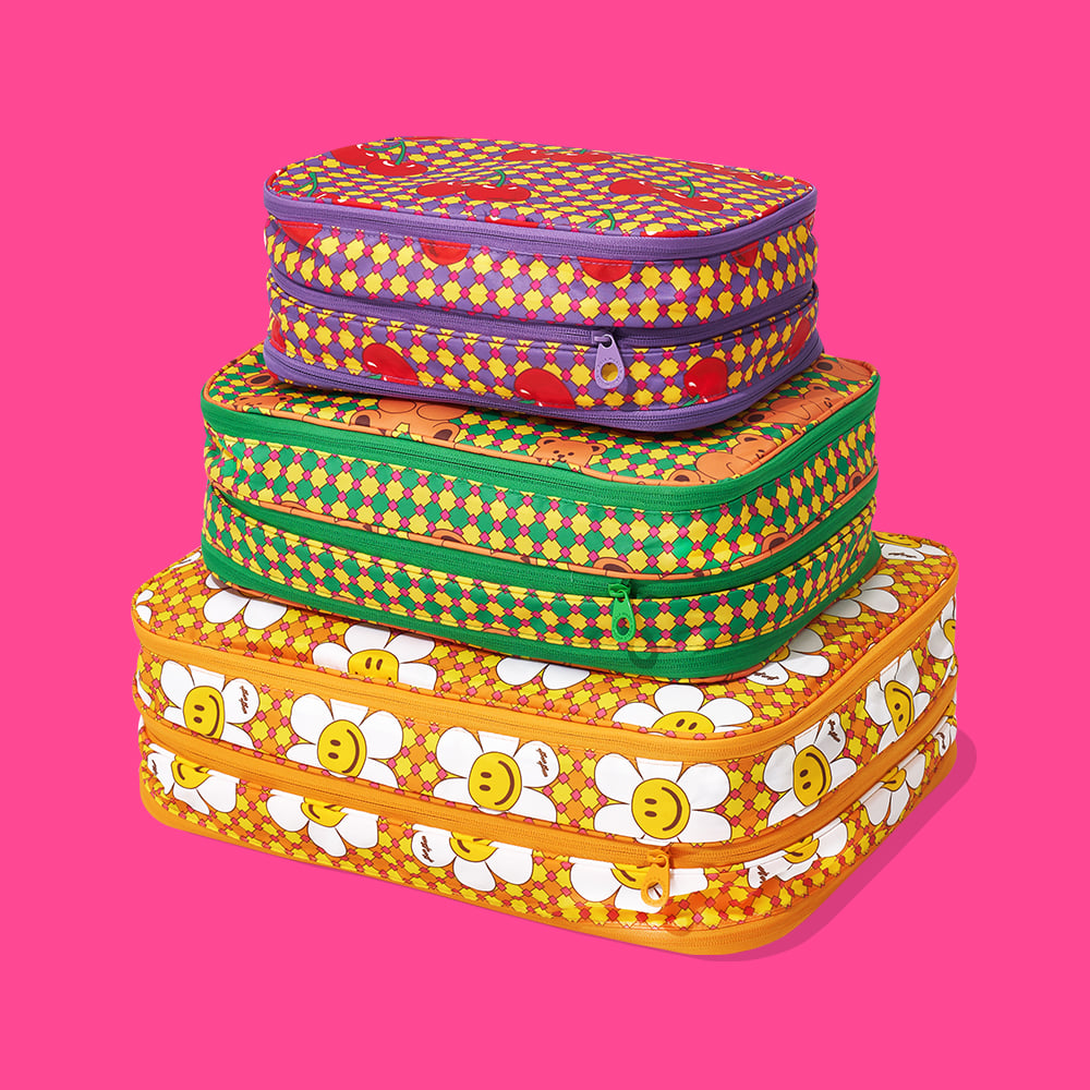 圧縮トラベルポーチ-Retro Check