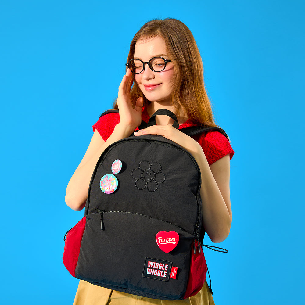 ナイロンバックパック - Balck&Red(M)