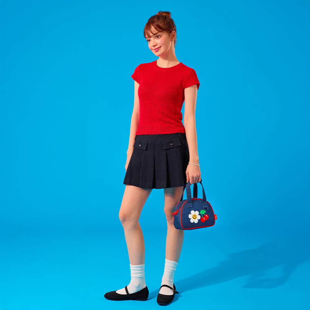 [NEW]ミニデニムバッグ - Cherry & Smile