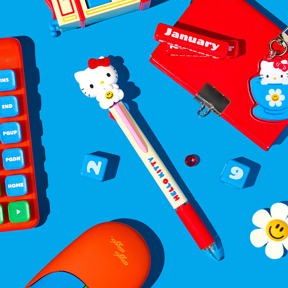 [Hello Kitty & wiggle wiggle]マスコット4色ボールペン - Hello Kitty & Smile We Love