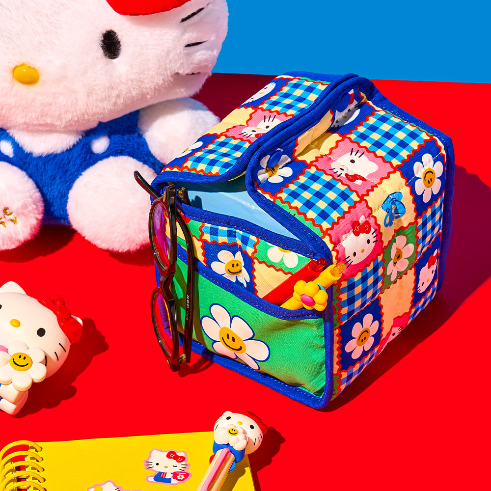 [Hello Kitty & wiggle wiggle]ポケットティッシュカバー - Pink Check Garden