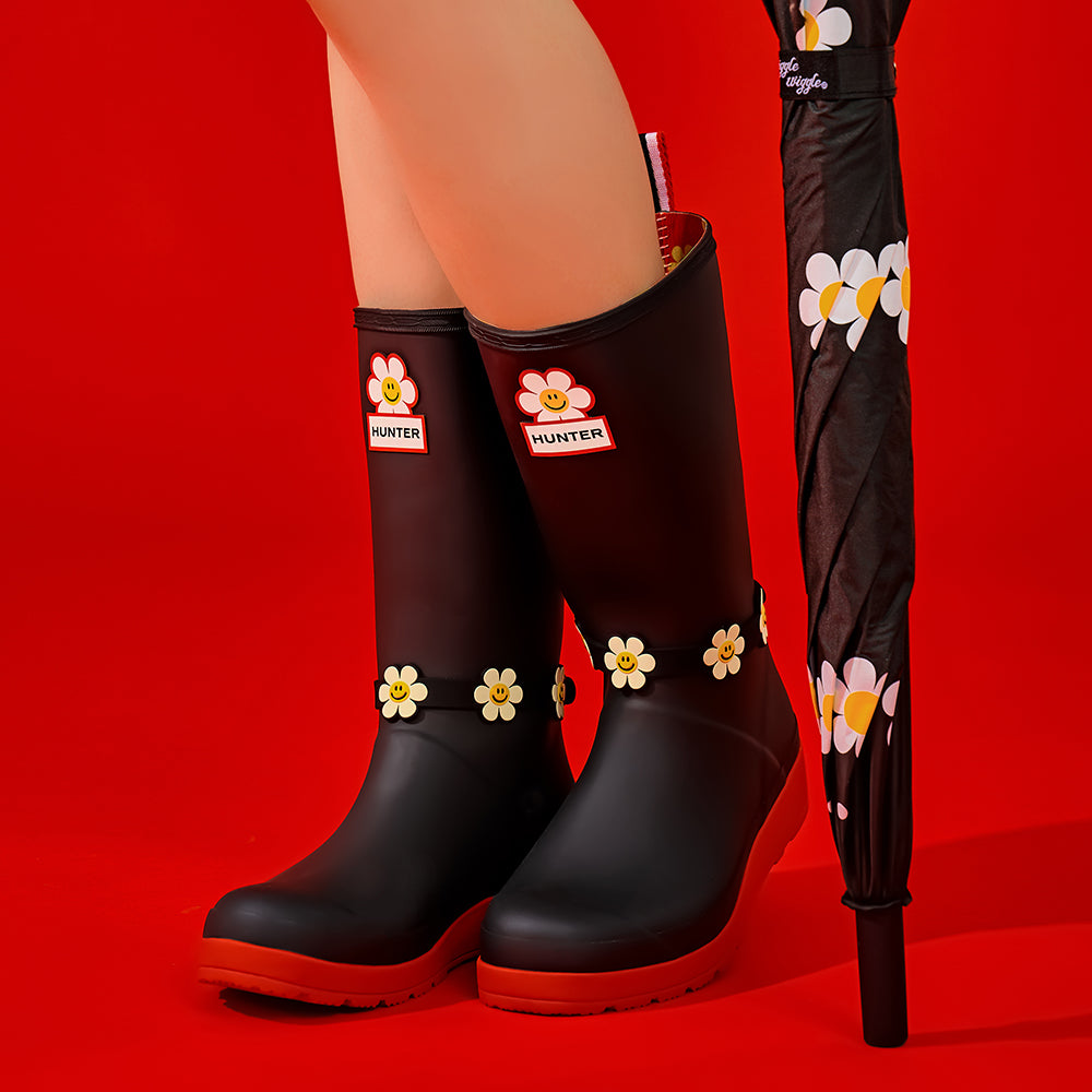 新品未使用 HUNTER ✖︎WIGGLE WIGGLEコラボ プレイトールブーツ HUNTER X WIGGLE WIGGLE]プレイトールブーツストラップセット